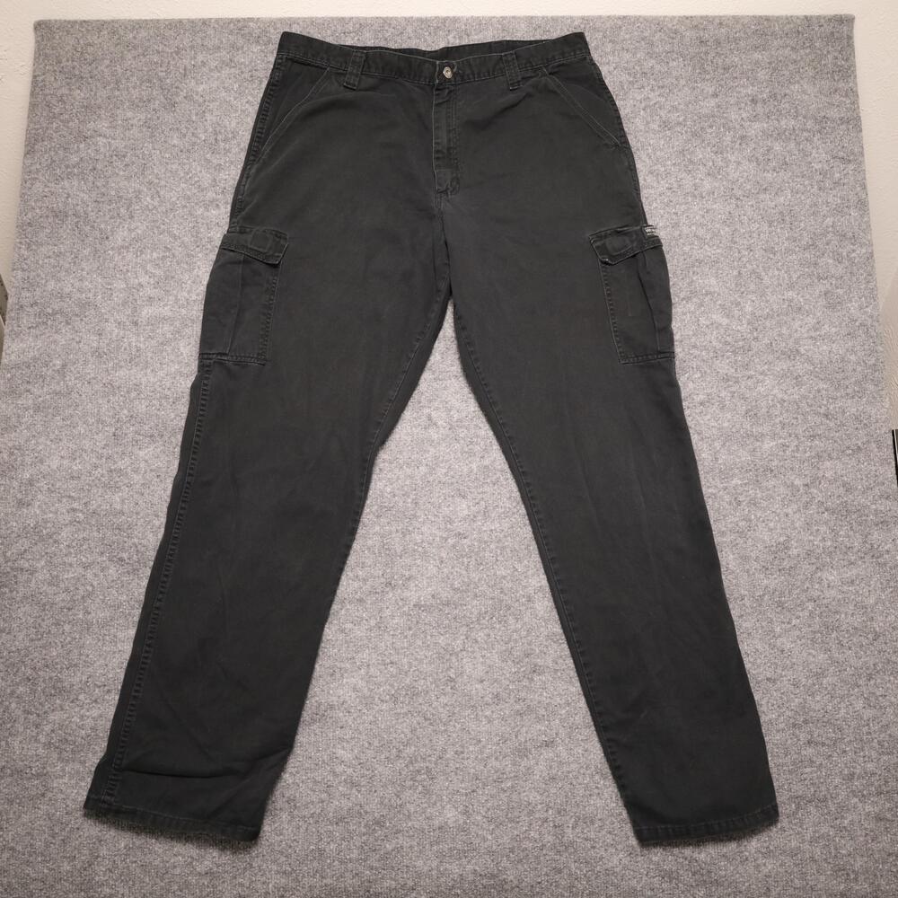 Wrangler Jeans Mens 36x34 Black Dark Wash Relaxed Straight Cargo Denim Pants